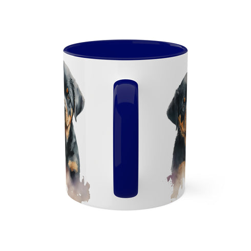 Rottweiler Pupies - Color Accent Mugs, 11oz